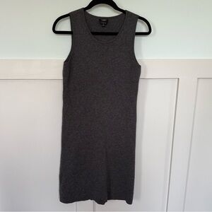 Talbots Women's 100% Merino Wool Gray Sleeveless Fitted Sweater Dress Size MED